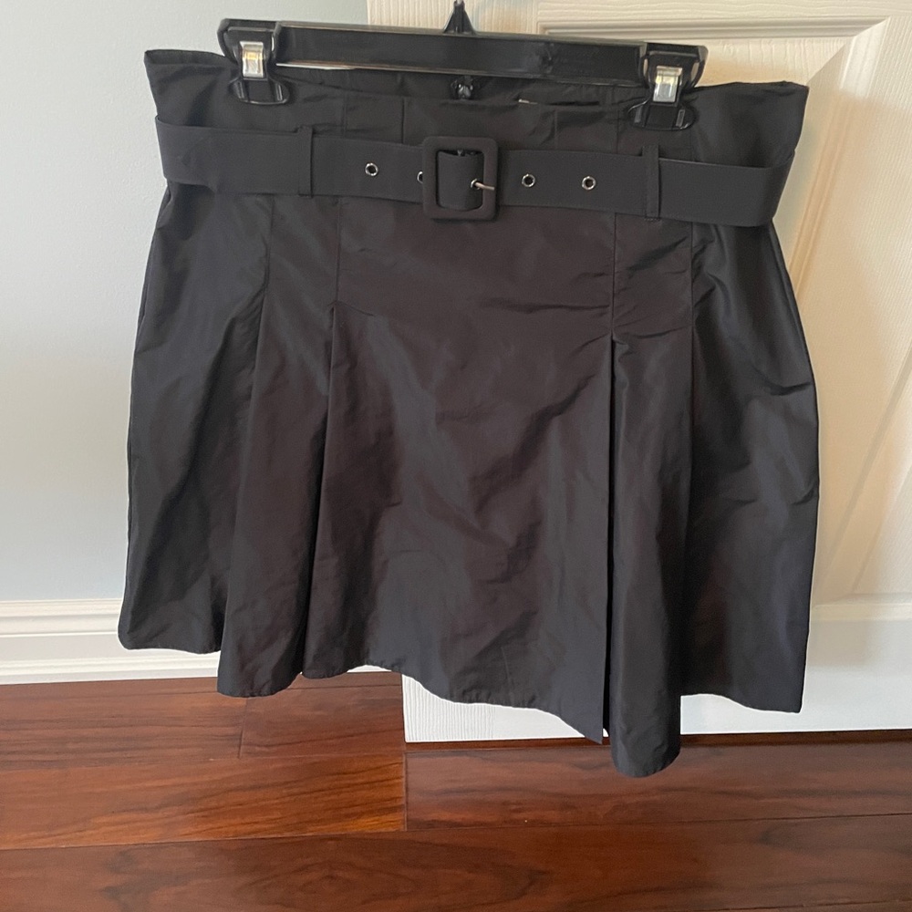 Black Pleated Skirt with Belt